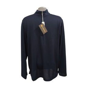 Harriton M748 Men Large Advantage Snag Protection Quarter-Zip Navy Golf Shirt